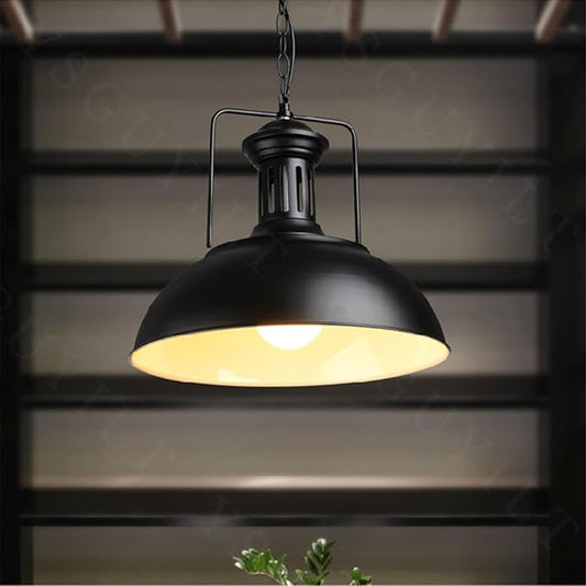 Vintage Industrial Pendant Lights E26 Retro Metal Hanging Lights, Farmhouse Hanging Lamp for Restaurant Kitchen Island Black 40 cm (Bulb not Included)