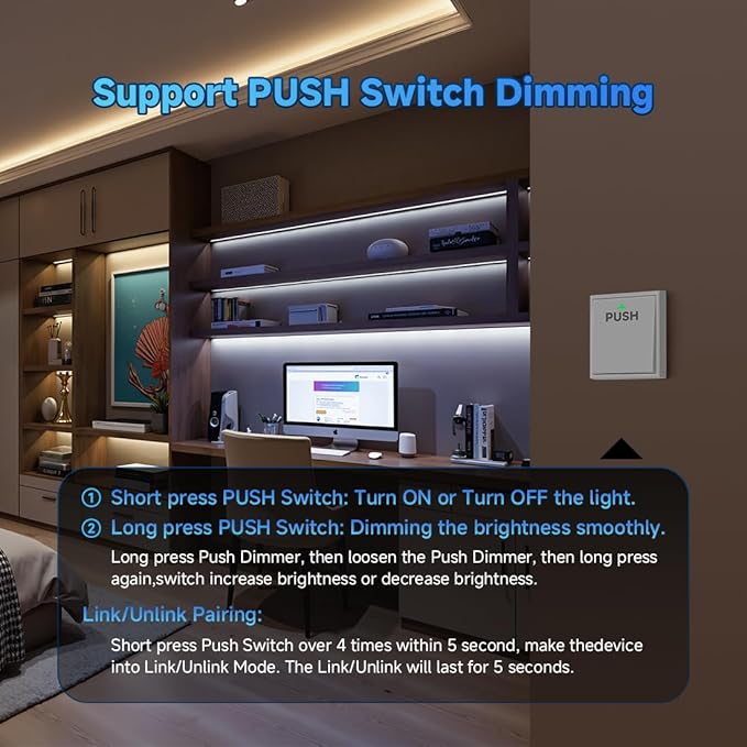 BTF-LIGHTING CH21RF 2.4GHz RF LED Controller 20kHz High Frequency PWM Silent No Humming Flicker-Free Dimmer for Single Color & CCT LED Strips with Tuya Gateway(GW01W) Smart Life App (No Remote)