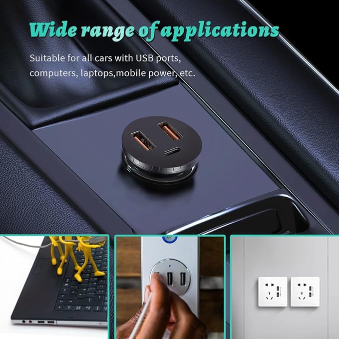 4PCS USB LED Car Interior Atmosphere Lamp, Plug-in USB Decor Night Light, Portable Auto Ambient Lighting Kit, Universal Vehicle Interior Accessories Mini USB LED Light for Most Cars (4 Colors)