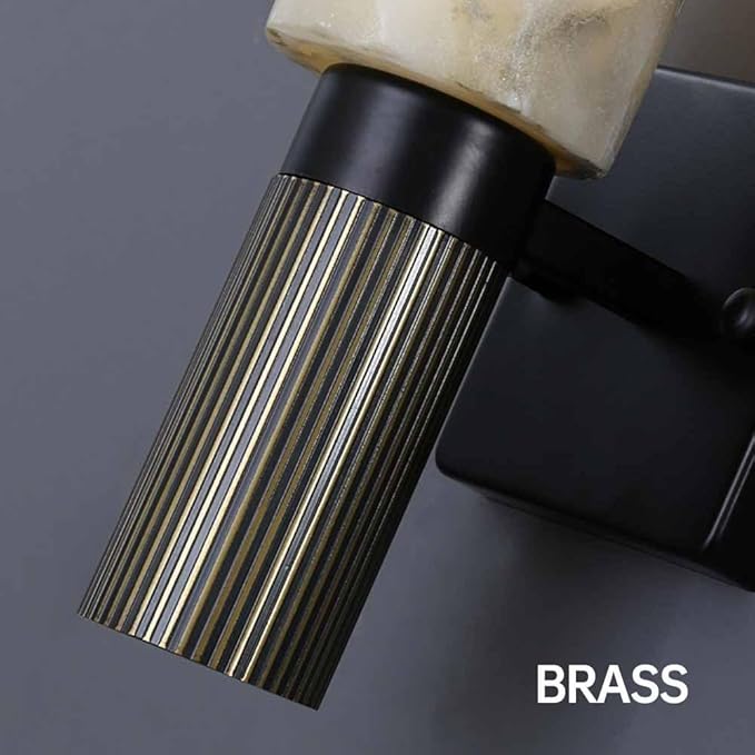 Modern Alabaster Sconce Marble Wall Sconce for Living Room Black Base Bathroom Vanity Wall Sconce Lighting Stone Marble Wall Lamp for Bedroom Corridor Stairs Restaurant