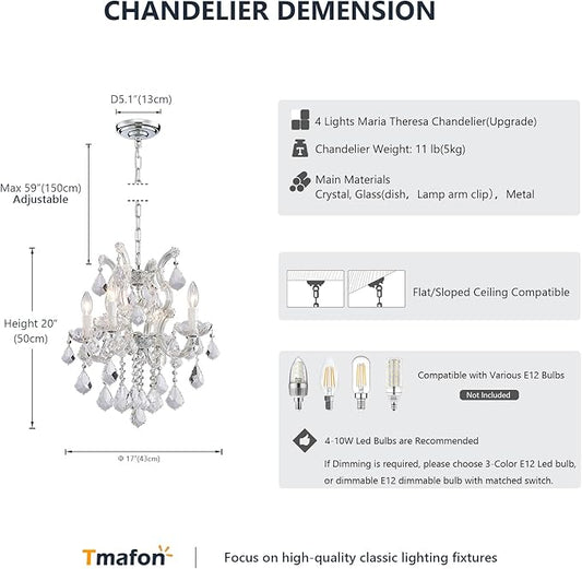 Modern Crystal Chandeliers for Dining Room - Small Crystals Chandelier Lights for Girls Bedroom, Dining Room, Hallway, Kitchen Island, Bathroom, Closet