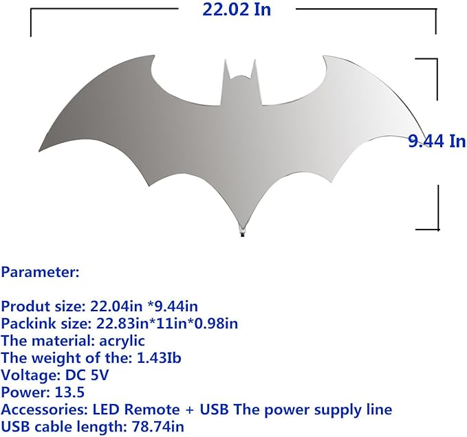 Superhero LED Lamp Decor Night Light with 16 Colors Remote Control Custom Natural Wall Sconce Acrylic Engraved Kids Room Wall Lamp for Boys Friends Gift (Mirror) (Mirror)