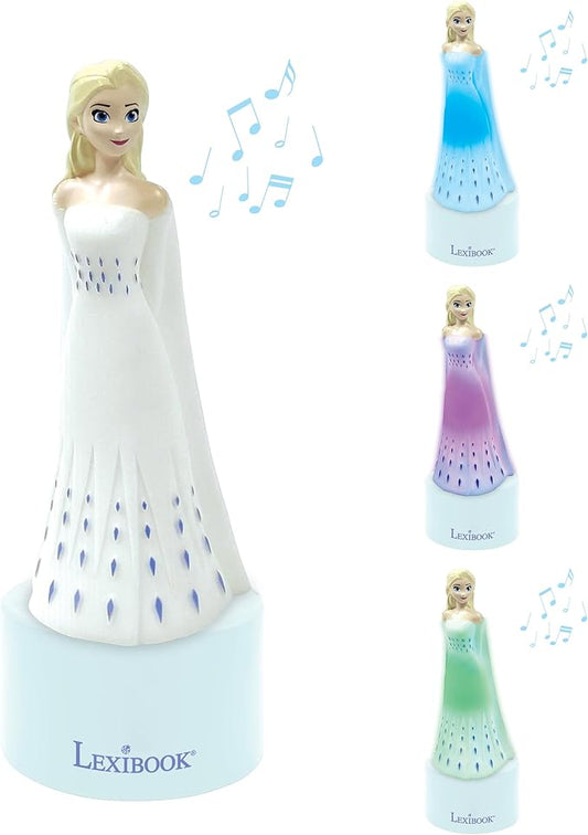 LEXiBOOK Frozen, Nightlight and Speaker for Children's Room, Color Change, Soft Light, Battery Operated, Blue/White, NS01FZ