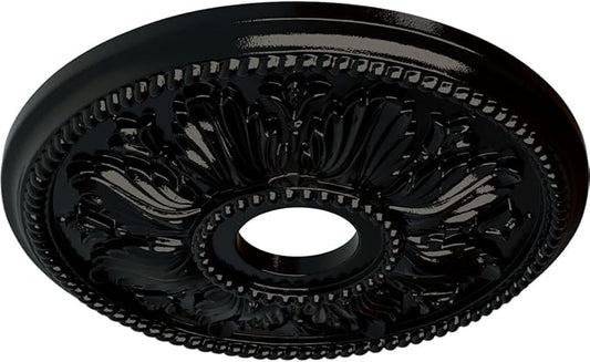 Ekena Millwork CM18ED1BPS Edinburgh Ceiling Medallion, 18 1/8 OD x 3 1/2 ID x 2 3/4 P, Black Pearl