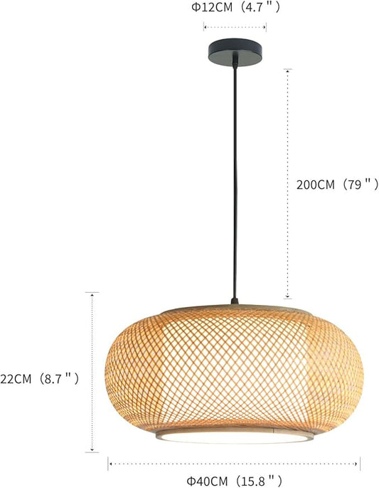Bamboo Pendant Light Dining room light japanese Light fixture Country style Ceiling Hanging Light Beige Boho Antique Lantern Applicable for Kitchen Island Teahouse Living Room bedroom Restaurant