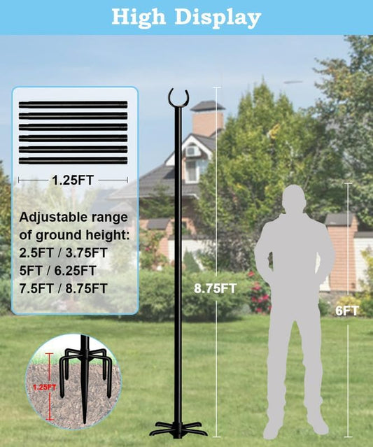 10FT String Light Pole Stand, Outdoor String Lights Hanging, Use for Backyard, Garden, Patio, Party, Festival, Wedding, Picnic, Matte, 2 Pole