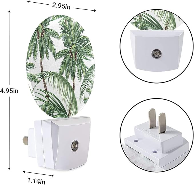 EKOBLA Palm Tree Plug-in Night Light, Tropical Green Plant LED Nightlight with Dusk to Dawn Sensor for Bedroom & Living Room
