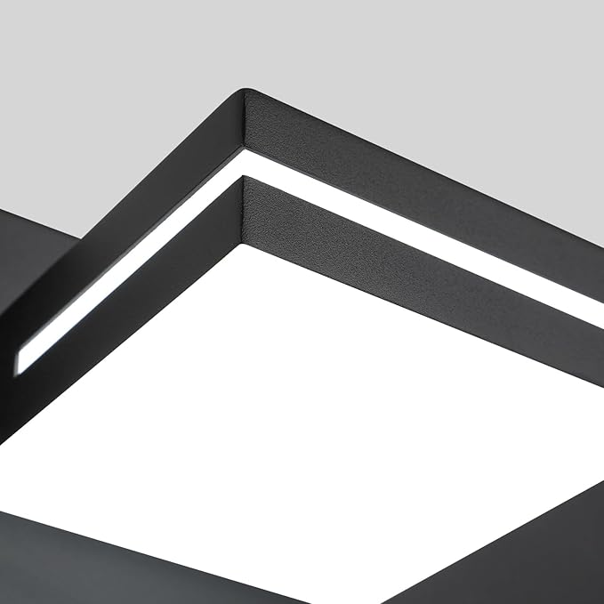 SineRise LED Modern Bathroom Vanity Light Fixtures, Dimmable Matte Black Modern Acrylic Bathroom Wall Lighting Fixtures Over Mirror (Cool White 6000K)
