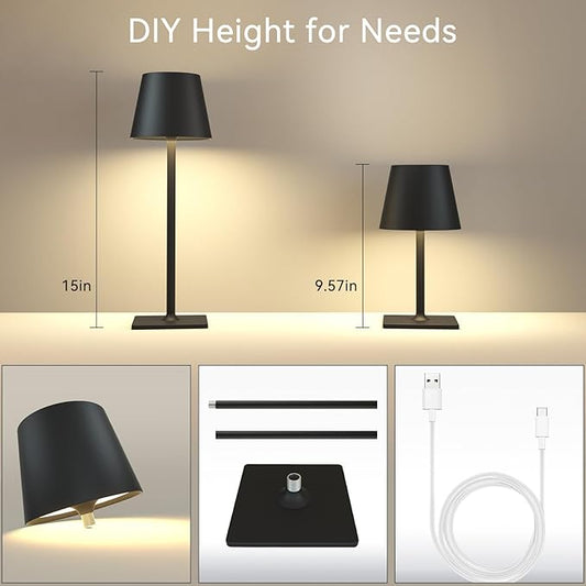 Yogaret 4 Pack Rechargeable Cordless Led Table Lamps,Cordless Lamp with 6000mAh Battery Operated, Portable Indoor/Outdoor Table Lamp for Patio Restaurant Home Dinner Dining Kitchen