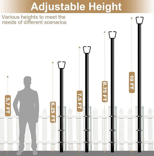 Queension 10FT Deck String Light Poles for Outdoor String Lights for Garden, Backyard, Patio Lighting Stand for Parties, Bistro & Weddings, 2 Pack