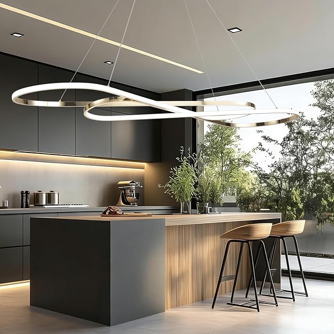 Dimmable Modern for Dining Room Chandelier Light Fixture Over Table with Remote