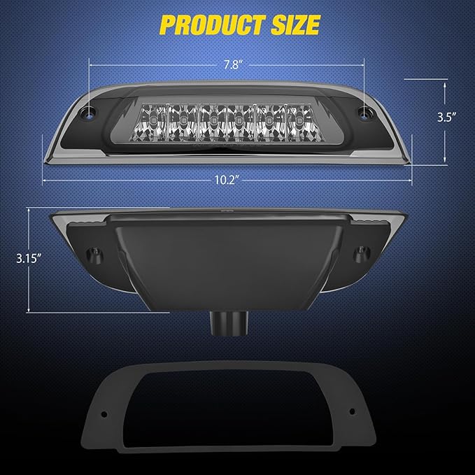 Nilight Third Brake Light Tail High Mount 3rd Stop Lights Smoked Lens Compatible with Jeep Liberty 2002 2003 2004 2005 2006 2007 Van SUV Rear Center Cab Lamp