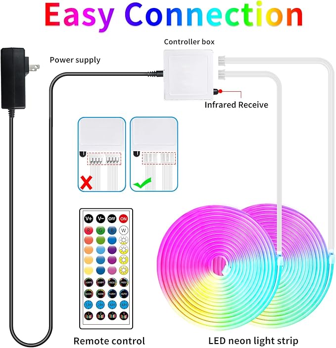 segrass LED neon Lights Strip 132FT,DC 24V RGB LED neon Light Strip APP Remote Controls Control Waterproof Flexible Neon LED Rope Lights for Bedroom,Playroom,Outdoors Decor(2 Rolls of 66ft)