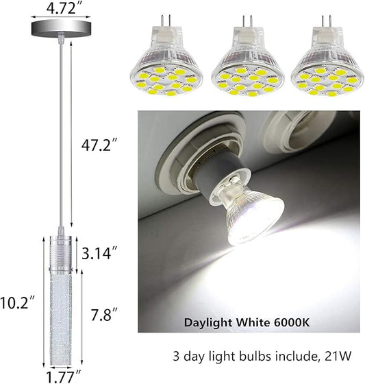 3 Lights Independent Kitchen Island Dining Room Light Pendant Light Fixtures Bubble Crystal Chandeliers Modern Kitchen Island Lighting Chandeliers Fixtures LED Lampara, 6000K LED Bulbs Included