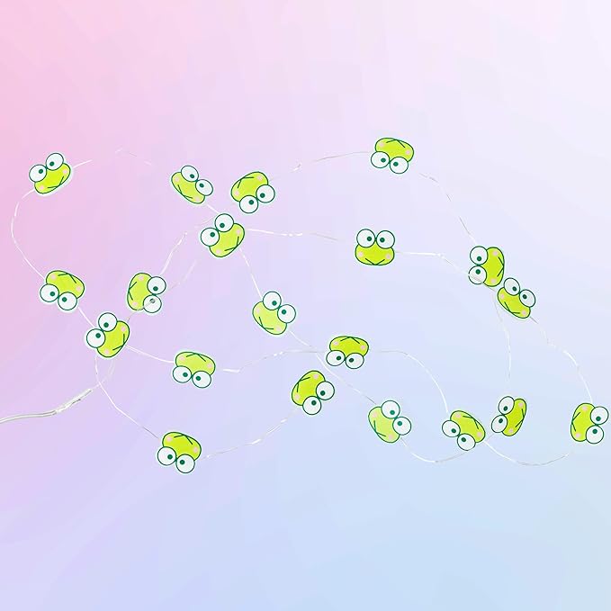 Silver Buffalo Sanrio Hello Kitty and Friends Keroppi 20ct Decorative String Lights, 7 Feet Long, Battery Powered (2 AA Batteries Included), Cool White LED, Indoor Use Only