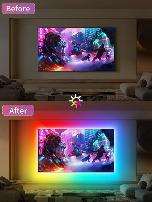 Tyute TV LED Lights, 16.4ft LED Lights for 45-75 Inch TV Behind Lighting, RGB Color Changing TV Backlight with APP & Remote Control, Music Sync USB LED Strip Light for Bedroom Gaming Room Decor