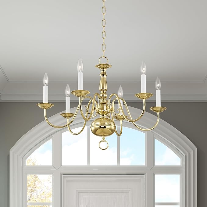 Livex Lighting 5006-02 Williamsburgh 6 Light Polished Brass Chandelier