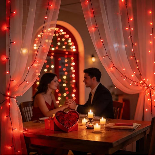 WUXYIYANG 1500 LED 470FT Red Valentine Lights, 12 Pro Modes and Timer Memory & Dimmable, Plug in Indoor Valentine Room Light for for Xmas Bedroom Yard Tree Wedding Party Outdoor Waterproof Decor (Red)
