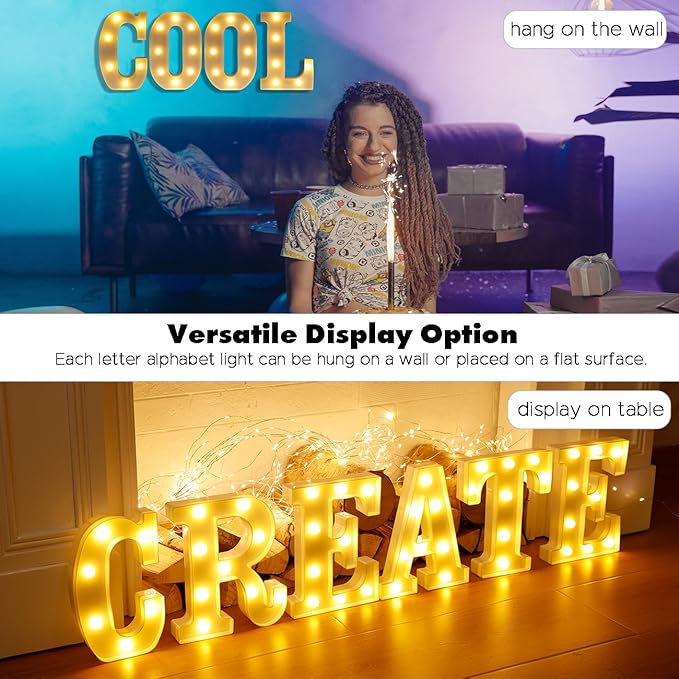 Small Led Marquee Letters, Light Up Letters, 8.58 Inch Led Letter Lights, Battery Powered Lighted Sign for Table, Party, Birthday, Christmas Decor (Letter C)