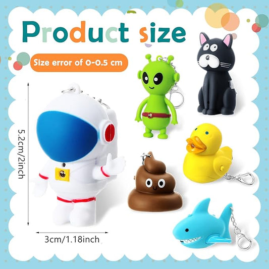 Newtay 6 Pcs Nurse Animal Flashlight Keychain Pediatric Nurse Flashlight LED Cat Alien Lion Frog Animal Pen Badge Reel Light(Lovely)