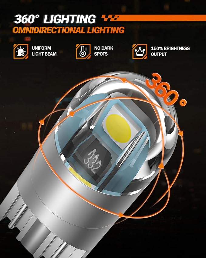 SEALIGHT 194 LED Bulb 6000K White, License Plate Light, Dome Light, T10 168 2825 W5W 3030 Bright Chips Wedge for Replacement Light Bulb, Map Trunk Door Courtesy Dash LED Light Bulb,Pack of 10