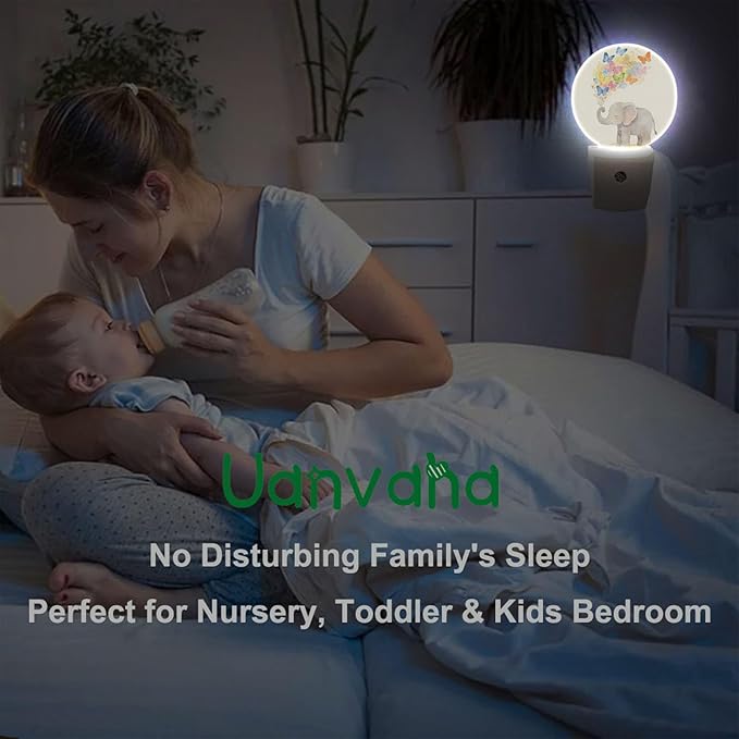 Cute Elephant Night Light Happy Birthday Elephant Nursery Animal Plug-in Nightlight Energy Saving 0.5W LED Lighting for Boys Girls Men Women