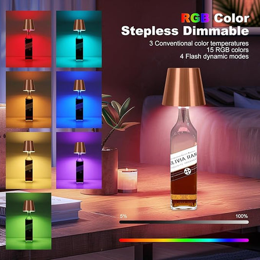 2026 New Wireless Bottle Lamp,RGB LED Bottle Light with Remote(RGB Rose Gold, 1pc)
