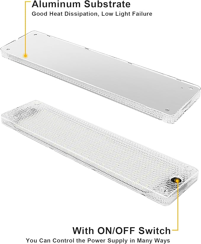 12v LED Interior Light Bar 2376LM DC 12 v Volt led Strip Ceiling Lights Lighting Fixture Inside with On/Off Switch for RV Enclosed Cargo Trailer Van Boat Car Camper (2Pack)