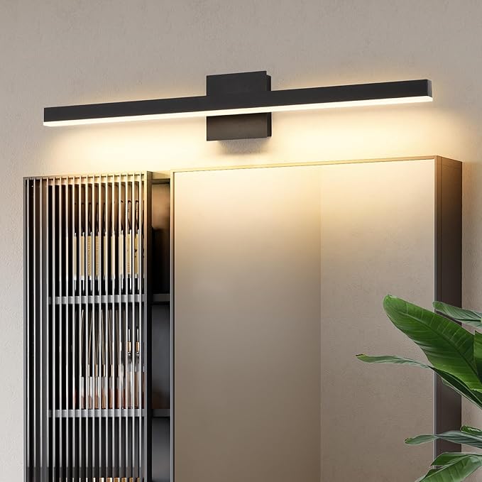 Joossnwell Black Bathroom Light Fixture Over Mirror 5CCT Dimmable Vanity Lights Bar for Bathroom Modern Bath Vanity Light 31.5 Inch Led Bath Lamp ETL Certificated
