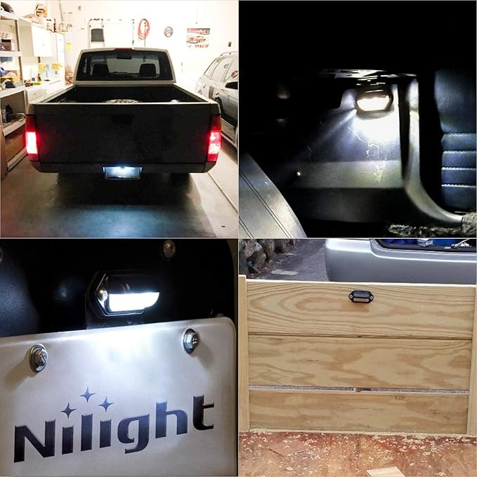 Nilight 2PCS 12V LED License Tag Light Convenience Courtesy Door Step Lights Waterproof Rainproof Dome Cargo Under Hood Legal for Car Truck RV Trailer