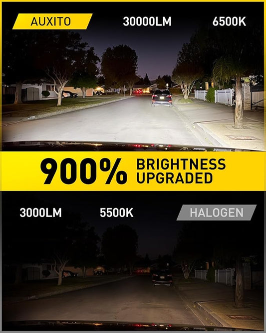AUXITO 9005 LED Bulbs, 30000LM 900% Brightness 1:1 Mini Size Design Fog Lights, 6500K Cool White,Pack of 2