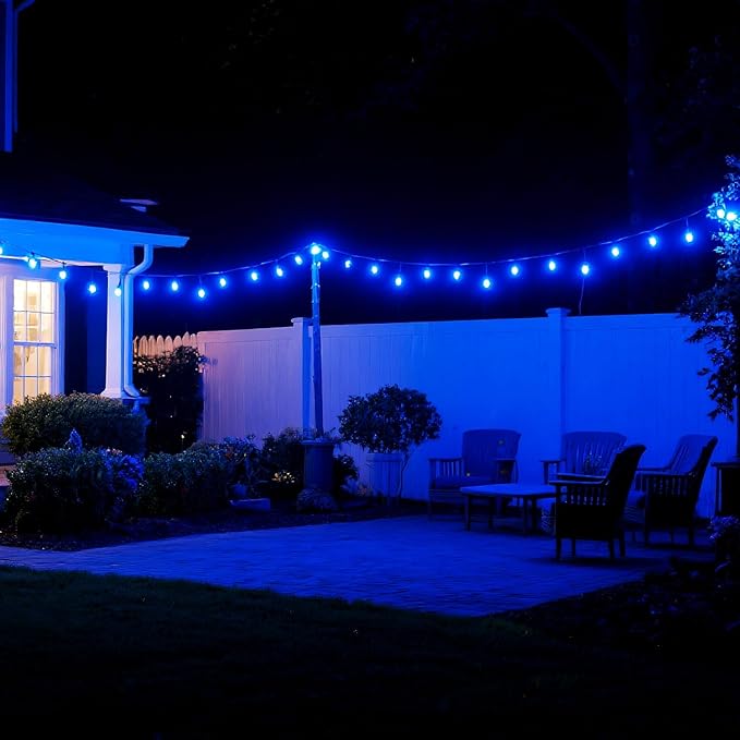 15 Pack S14 LED String Light Bulbs, Shatterproof 2 Watt Blue Replacement Bulbs for Outdoor String Light, Waterproof Decorative E26 Base Blue Filament Edison Christmas Light Bulbs, 120V