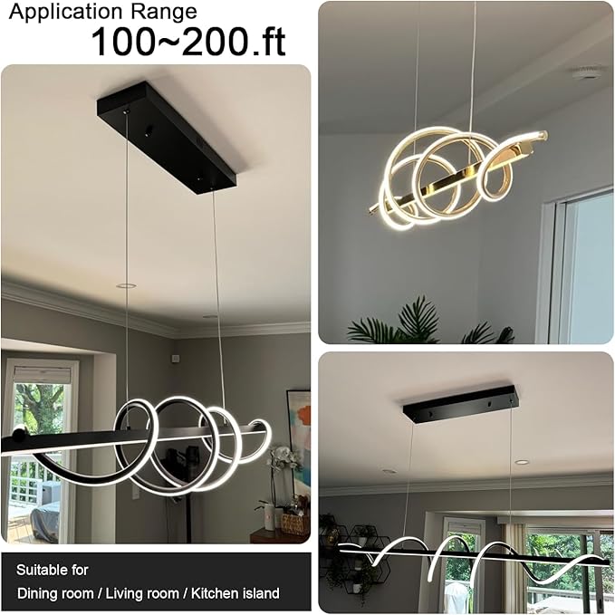 Modern LED Pendant Light for Kitchen Island Lighting,Dimmable Modern Chandelier Color Changing Dining Room Chandelier Light Fixture Creative Twisted into Beautiful Shape in Electroplated Chrome
