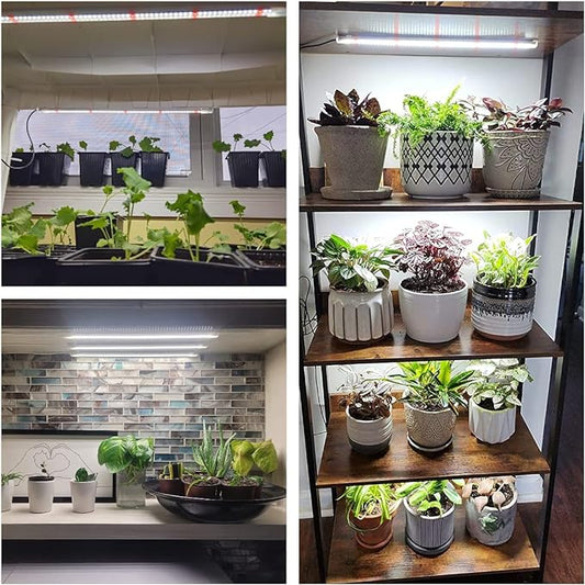 Wiaxulay LED Grow Light Strips, 6000K Full Spectrum Sunlike Growing Lamp with 6/12/16H Timer, 5 Dimmable Levels for Hydroponics, Succulent, Plant Shelf, 2 Pack