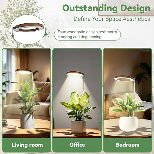 Wood Grain Grow Lights for Indoor Plants Plant Growing Lamp, Full Spectrum Plant Lights for Indoor Growing (Wood Color Without Base, 2 Pack)