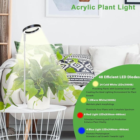 yadoker Plant Grow Light, LED Growing Light Full Spectrum for Indoor Plants,Height Adjustable, Automatic Timer, 5V Low Safe Voltage,Idea for Small Plant Light