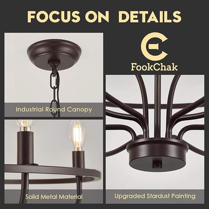 12-Light Farmhouse Oil Rubbed Bronze Chandelier Large High Ceiling Foyer Metal Candle Chandeliers for Dining Room Hanging Lighting for Kitchen Living Room Entryway, 36in