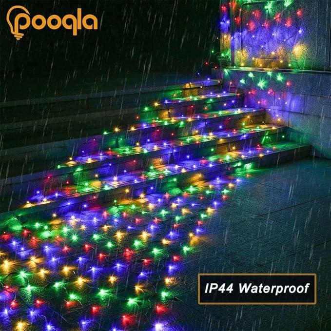 Christmas Net Lights, 510 LED Large Outdoor Net Mesh Lights for Bushes 28x5 ft, 8 Modes Waterproof Twinkle String Lights Connectable for Christmas Hedge Yard Garden Party Decor, Colorful