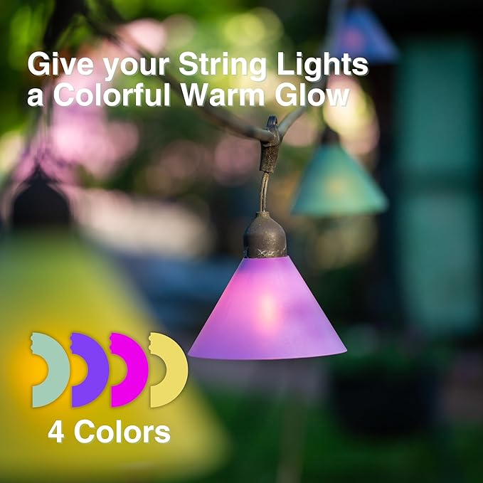 Multi Colored Outdoor Light Bulb Covers – 24 Pack Colored LED Lite Cover's Decorative for String Lights – Shades for Patio, Backyard, Garden, Party Décor