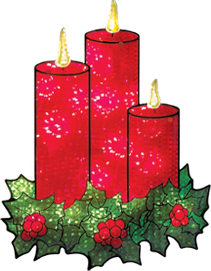 Impact Innovations Christmas Shimmer Lighted Window Decoration, Candles