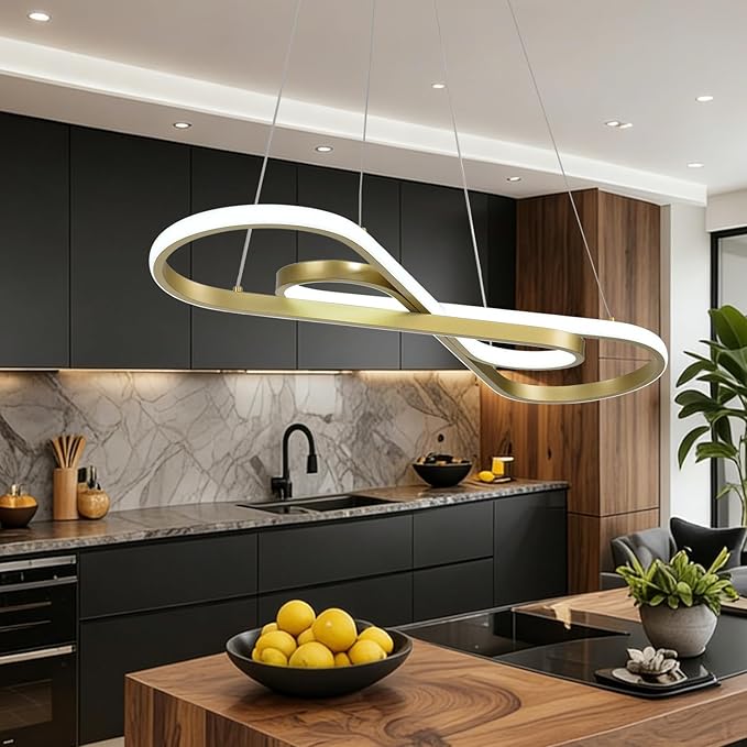 Gold Modern Chandelier for Dining Room,Creative Modern Led Pendant Light for Kitchen Island