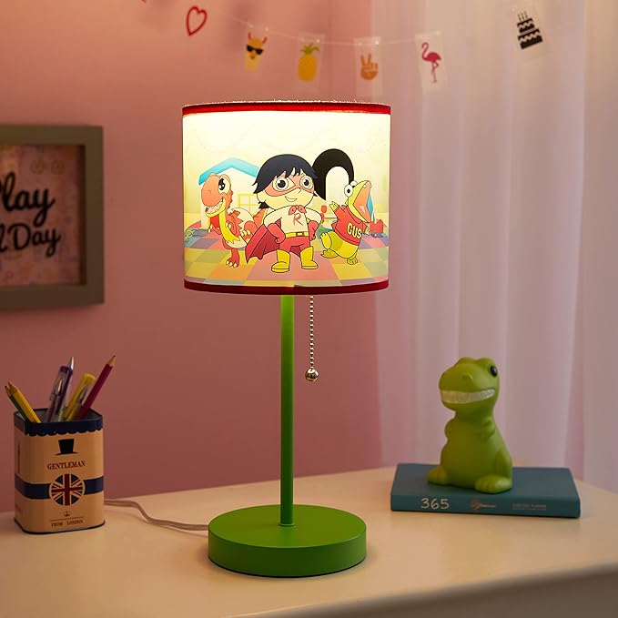 Ryan's World Stick Table Kids Lamp with Pull Chain Themed Printed Decorative Shade