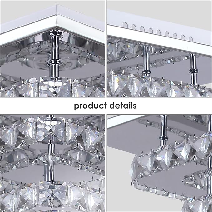 Mini Chandelier LED Crystal Ceiling Light 2 Layers Flush Mount Ceiling Light Modern Chandelier Lighting for Hallway Staircase Kitchen Bathroom (Dimmable)