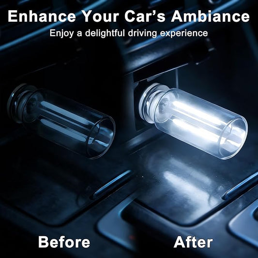 2 Packs USB Light for Car, Touch Dimmable Car Interior Ambient Lights - Portable Mini USB LED Light Bulb, Retro Glass Bottle Night Light for Vehicle, Bedroom, Hallway, Camping (White)