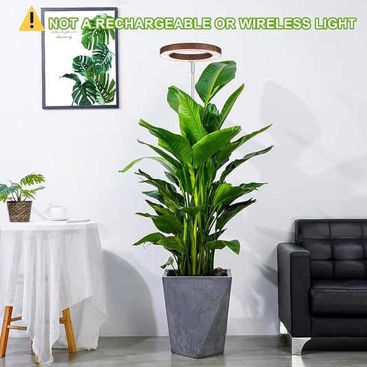 yadoker Plant Grow Light, LED Growing Light Full Spectrum for Indoor Plants,Aluminum Walnut Wood Grain Plant Lights,Height Adjustable, Automatic Timer, 5V Low Safe Voltage,Idea for Large Plant Light,