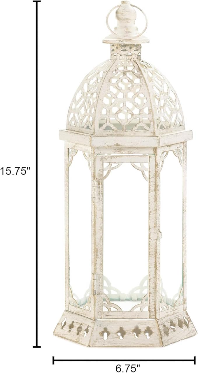 Zingz & Thingz Fancy Antique Style Candle Lantern Holder, Decorative Light Home Decor, 15.75" Tall, Graceful Lantern
