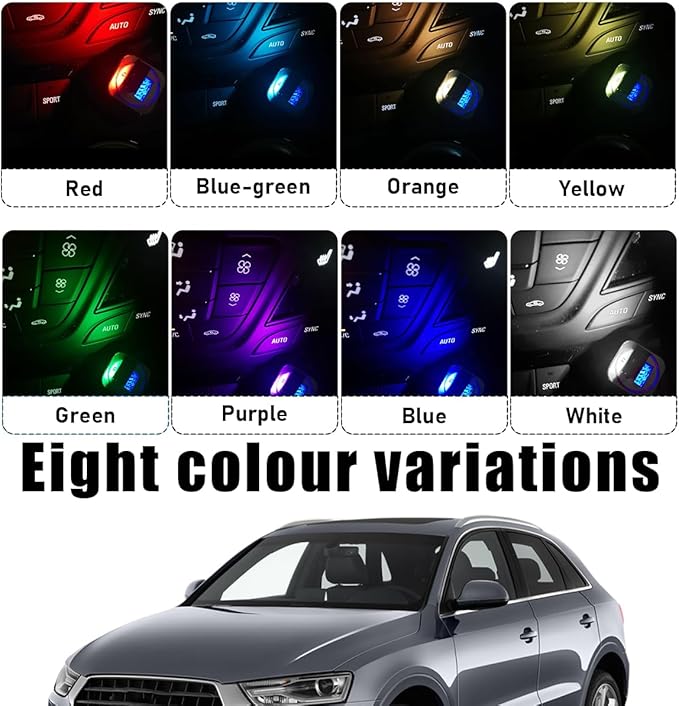 povtii USB Type C LED Ambient Light, Mini 8 Colors RGB LED Light, Adjustable Brightness Interior Atmosphere Lamp for Automotive, Home, Laptop, Lighting Parts Car Accessories