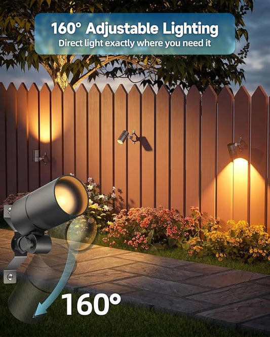 Landscape Down Lighting Low Voltage Spot Lights Outdoor LED Wall Mounted Low Voltage Tree Lights Cast Aluminum Free 5W MR16 LED Bulb Stainless Steel Mounting Bracket 1-Count
