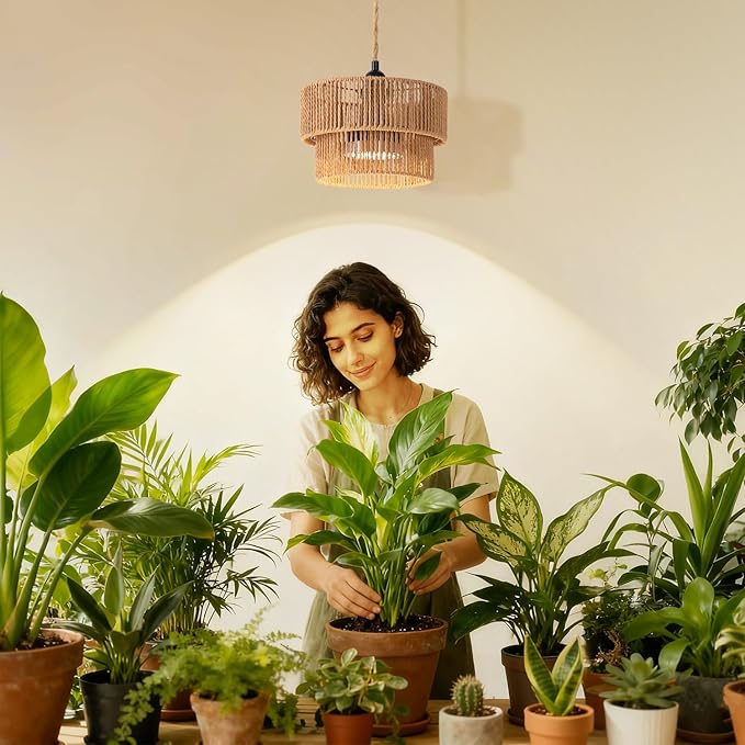 Hanging Grow Light for Indoor Plants, 30W Full Spectrum 4000K Plug-in Pendant Grow Lamp with Timer, 15FT Cord, Adjustable Hanging Kit for Tall Plants, Seedlings, Succulents
