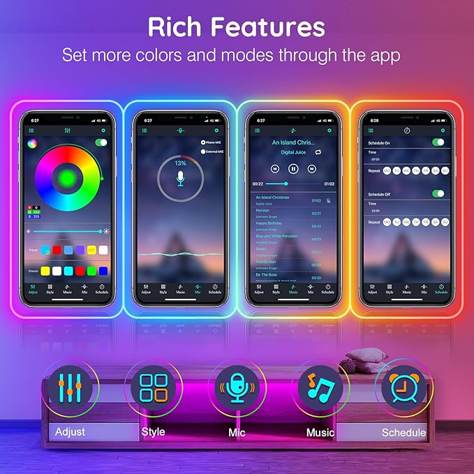 AILBTON 50Ft Neon Rope Lights,Flexible Led Rope Lights Control with App/Remote,Multiple Modes Music Sync Gaming RGB Led Neon Lights for Bedroom Outdoor